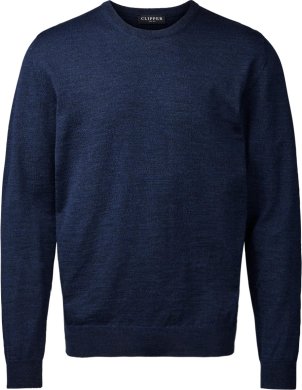 Milan mens pullover round-neck, dark blue mouliné