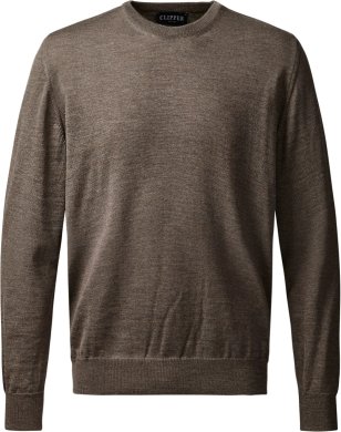 Milan mens pullover round-neck, dark khaki melange