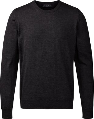 Milan mens pullover round-neck, charcoale melange