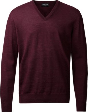 Milan mens pullover v-neck, burgundy melange