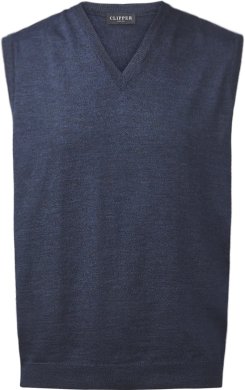 Milan mens slipover v-neck, dark blue mouliné