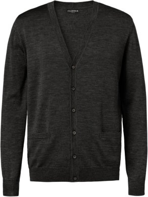 Milan mens cardigan v-neck, charcoale melange