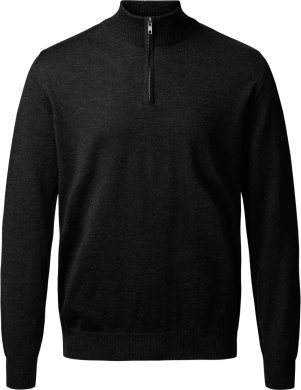 Milan mens pullover zip-neck, charcoale melange