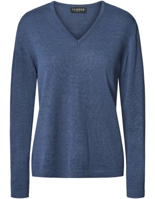 Copenhagen womens pullover v-neck, dusty blue melange