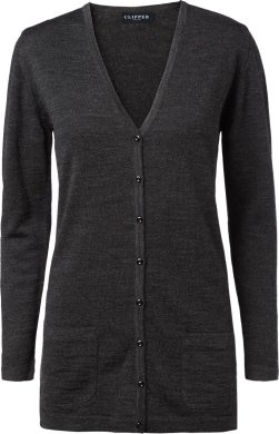 Copenhagen womens long cardigan v-neck, charcoale melange