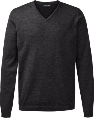 Berlin mens pullover v-neck, dark charcoal melange