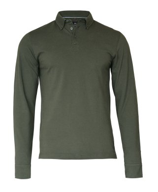Deluxe longsleeve polo, olive
