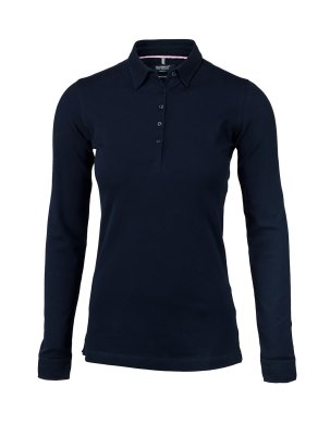 Woman Deluxe longsleeve polo, dark navy