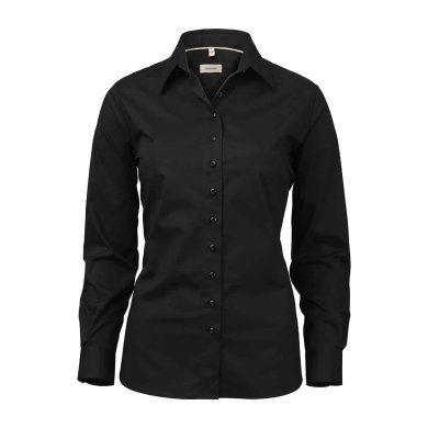 Black female stretch poplin shirt, slimfit