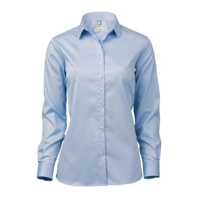 Light blue female stretch twill shirt, comfort fit