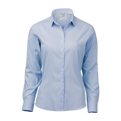 Light blue/white fine striped female stretch oxford shirt, comfort fit