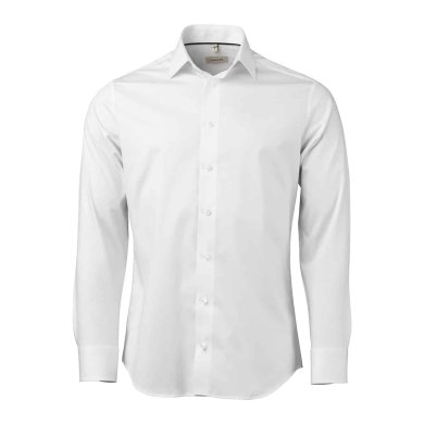 White stretch twill shirt, comfort fit