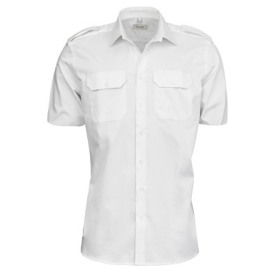 White short sleeve uniform stretch shirt, comfort fit