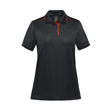 Women's Monterey S/S Piped Polo, black/red