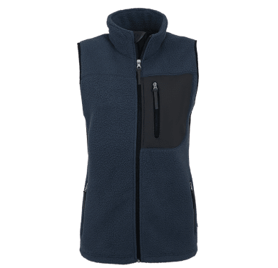 Womens pile Fleece Vest, navy/black