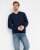 Milan mens pullover v-neck, dark blue mouliné