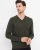 Milan mens pullover v-neck, olive melange