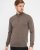 Milan mens pullover zip-neck, dark khaki melange