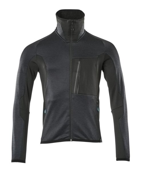 Zoom bild av Fleecetröja med blixtlås, mörk marin/svart