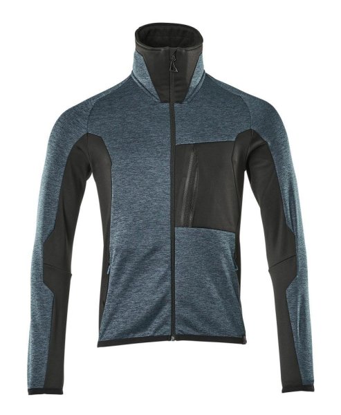 Zoom bild av Fleecetröja med blixtlås, mörk petrolium/svart