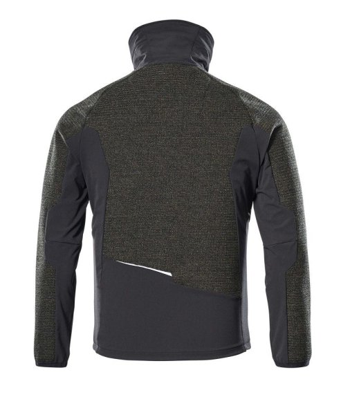 Zoom bild av Stickad jacka med blixtlås, mossgrön/svart