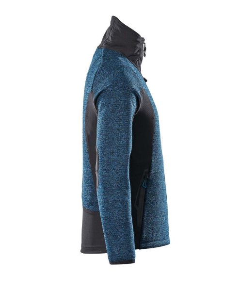 Zoom bild av Stickad jacka med blixtlås, mörk petrolium/svart