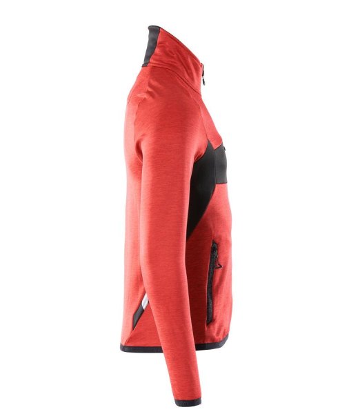 Zoom bild av Fleecetröja med blixtlås, signal röd/svart