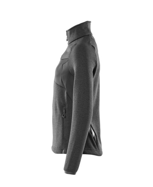 Zoom bild av Dam stickad tröja med blixtlås, svart