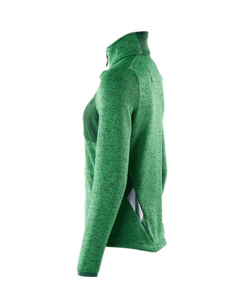 Zoom bild av Dam stickad tröja med blixtlås, gräsgrön/grön