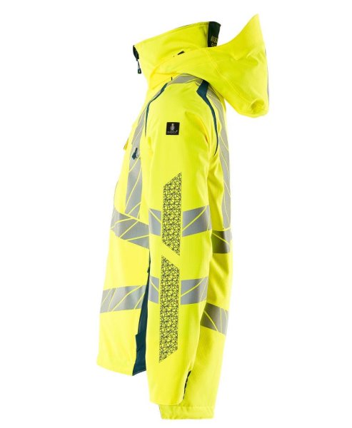 Zoom bild av Skaljacka, gul/petrolium