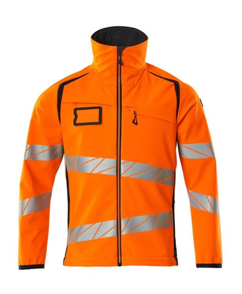 Zoom bild av Softshelljacka, orange/mörk marin