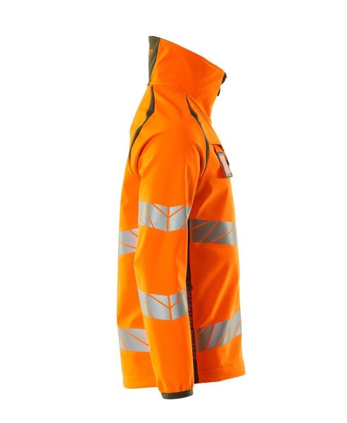 Zoom bild av Softshelljacka, orange/mossgrön