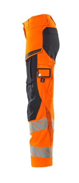 Zoom bild av Dam byxor med knäfickor, orange/mörk marin