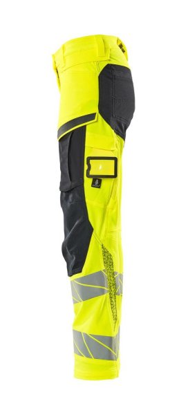 Zoom bild av Dam byxor med knäfickor, gul/mörk marin