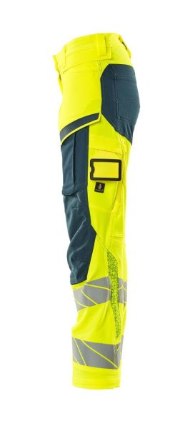 Zoom bild av Dam byxor med knäfickor, gul/petrolium