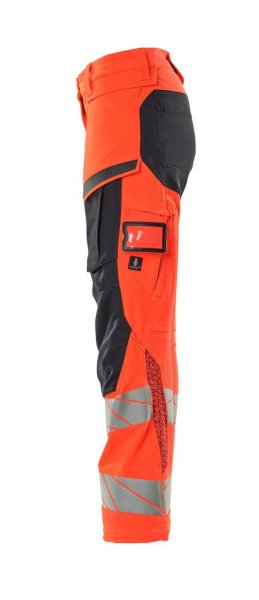 Zoom bild av Dam byxor med knäfickor, röd/mörk marin