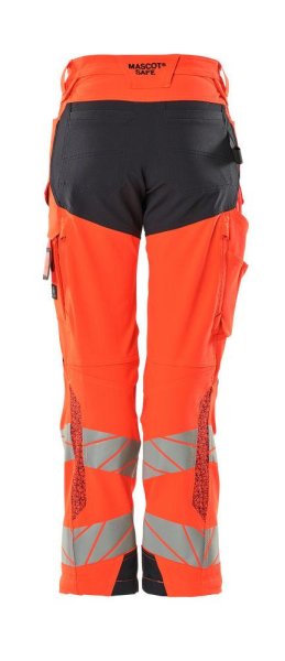 Zoom bild av Dam byxor med knäfickor, röd/mörk marin