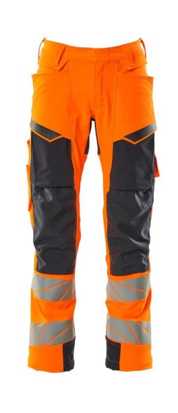 Zoom bild av Byxor med knäfickor, orange/mörk marin