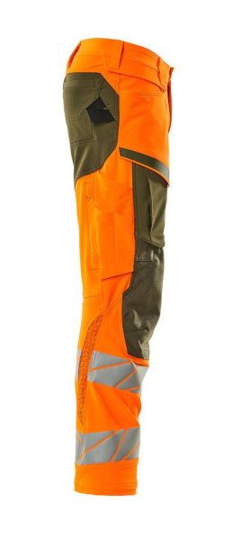 Zoom bild av Byxor med knäfickor, orange/mossgrön