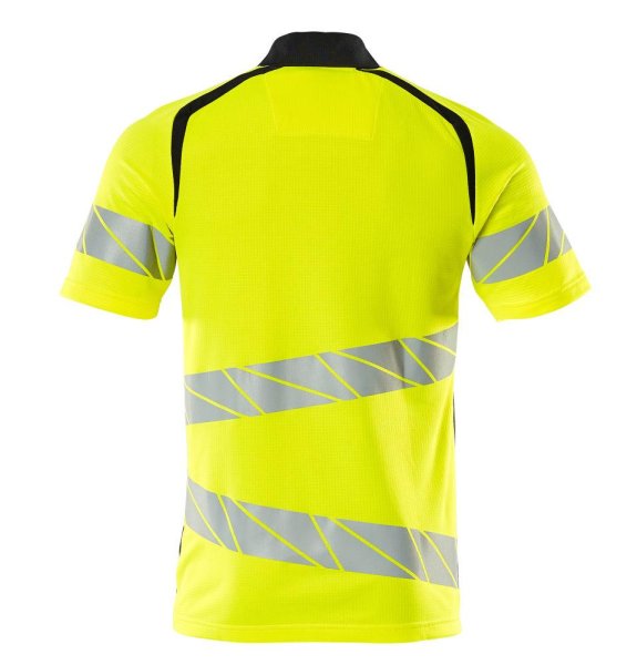 Zoom bild av Kortärmad piké, gul/mörk marin