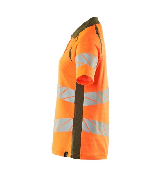 Zoom bild av Da kortärmad piké, orange/mossgrön