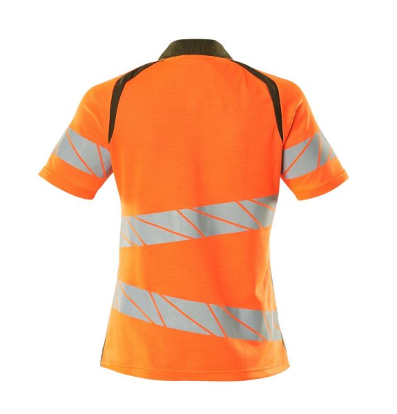 Zoom bild av Da kortärmad piké, orange/mossgrön