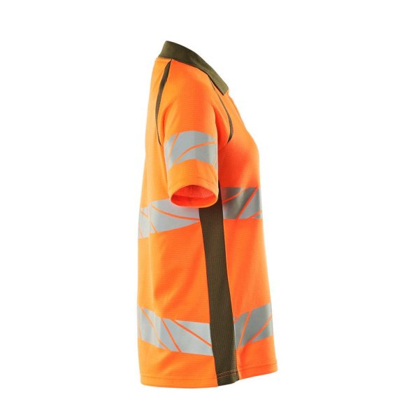 Zoom bild av Da kortärmad piké, orange/mossgrön