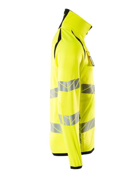 Zoom bild av Fleecetröja med blixtlås, gul/svart