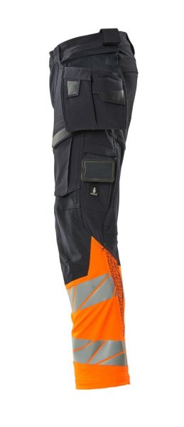 Zoom bild av Byxor med hängfickor, mörk marin/orange