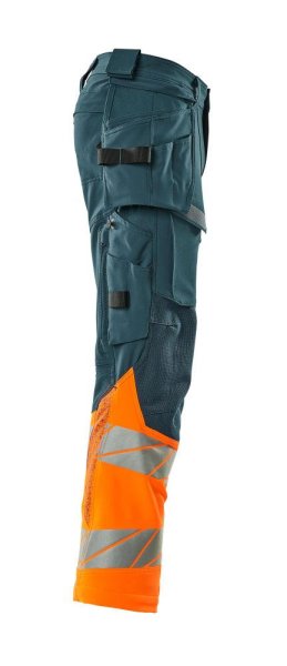 Zoom bild av Byxor med hängfickor, petrolium/orange