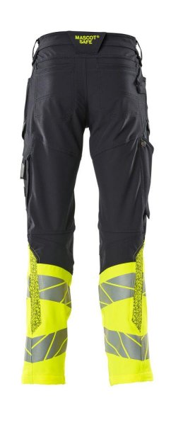 Zoom bild av Byxor med knäfickor, mörk marin/gul