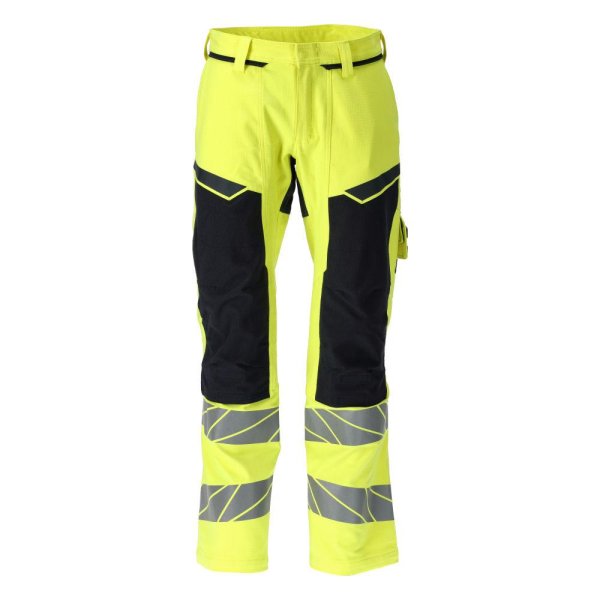 Zoom bild av Byxor med knäfickor, gul/mörk marin