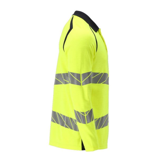 Zoom bild av Långärmad piké, gul/mörk marin