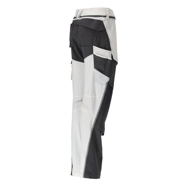 Zoom bild av Byxor dam med knäfickor målare, vit/stengrå